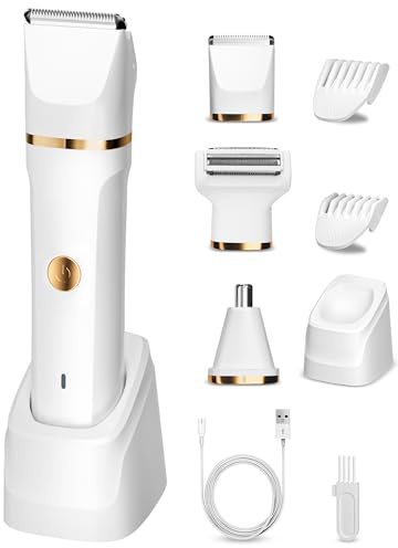 Bikini Trimmer Women IPX7 Waterproof,Lady Shavers for Woman 3-in-1,Pubic Hair Trimmer for Women Rechargeable,Painless Nose Hair Trimmer,Wet and Dry Electric Razor for Body Legs Underarm