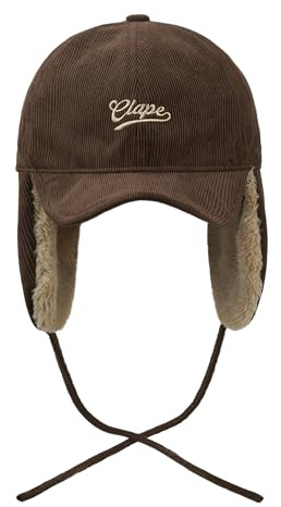 CLAPE Unisex varm flygarmössa, trappermössa med konstläder, vattentät, fuskpäls, utomhus, vintermössa med öronlappar, klassisk Uschanka, rysk mössa, BSWD2405-brunkhaki, one size