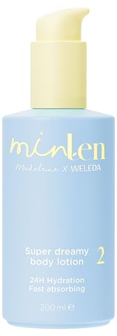 minLen Super Dreamy Body Lotion Kinder Körperpflege Lotion 200ml vegan | Naturkosmetik Kids Körperlotion mit Kokosöl, Sheabutter & Aloe Vera für zart weiche Haut. Milde Körperpflege Bodylotion