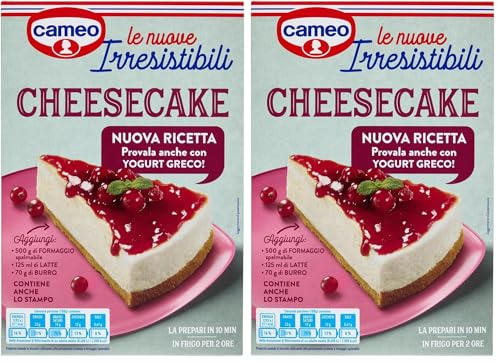 Cameo Le Nuove Irresistibili Preparato per Torta Cheesecake, Torta Fresca Senza Cottura Facile da Preparare, Preparato per Crema Base Biscotto e Stampo Inclusi nella Confezione, 9 Porzioni, 217 g