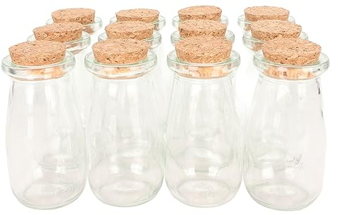 HWGING 12 Pezzi Piccole Bottiglie di Vetro Barattoli Trasparenti con Tappi di Sughero in Legno Barattoli di Vetro Vintage Fai da Te Bottiglie dei Desideri per Bevande