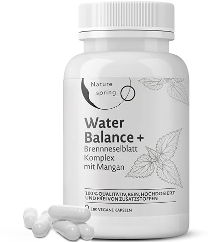 Water Balance Cápsulas – Complejo Vegetal con Ortiga, Hoja de Vid Roja y Castaño de Indias – Magnesio y Manganeso – Equilibrio de Líquidos y Bienestar – 180 Cápsulas – Analizado en Laboratorio