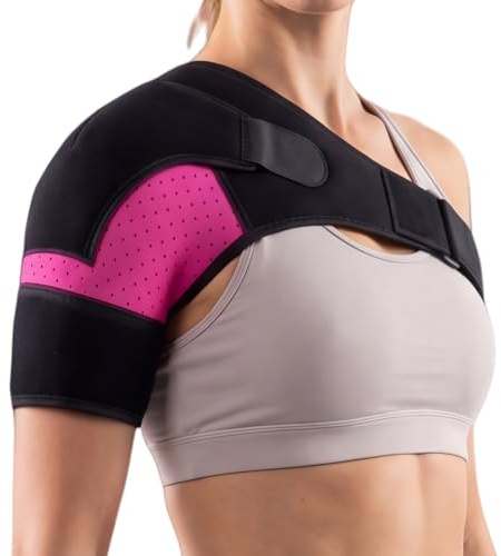 YTBAB Adjustable Shoulder Support Brace for Men & Women, Breathable Shoulder Brace for Left & Right, Ideal for Sports & Workout (Rose Red)