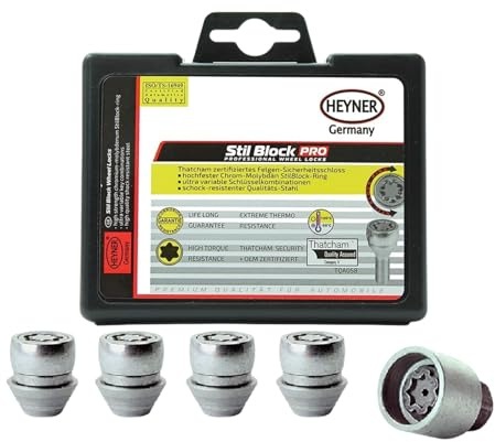 Fits Ford Mondeo Mk4 Models 2007 To 2013 Heyner Germany Stil Block PRO Locking Wheel Nuts M12x1.5 Set 4 Locks Thatcham Quality Assured Bolts 980/5