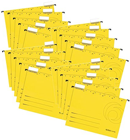 20er Set Herlitz 5874672 Hängemappe A4 UniReg farbig gelb zu 5er im Polybeutel Kraftkarton, 230 g/qm (Hängemappe | 20er Set, gelb)