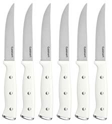 Cuisinart Classic Forged Triple Rivet, 6-Piece Steak Knife Set, Superior High-Carbon Stainless Steel Blades for Precision and Accuracy (White)