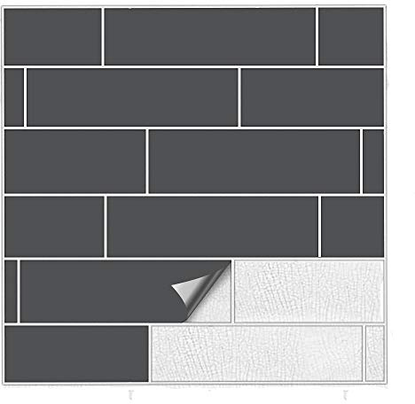 Kiwistar Fliesenaufkleber Dunkelgrau 73 Seidenmatt - 15 x 20 cm - 50 Stück - Klebefliesen Fliesenmuster Stickerfliesen Wandfliesen überkleben