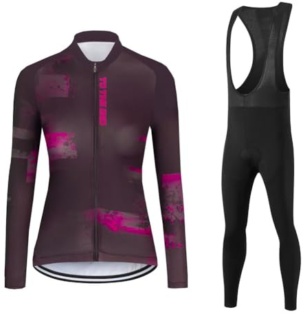 UGLY FROG Radtrikot Team Fahrradbekleidung Set Langarm Winddicht Damen Winter Thermische Fleece mit 3D Polster Hosen