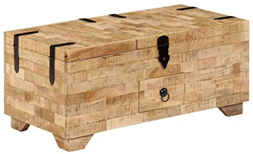 vidaXL Massiver Mangoholz Couchtisch mit 1 Schublade Couchständer Teetisch Wohnzimmertisch Beistelltisch Beistelltisch Nachttisch Aufbewahrungsbox