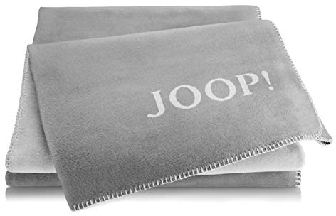 Joop!® Uni-Doubleface I flauschig-weiche Kuscheldecke Graphit-Rauch I Wohndecke aus Baumwollmischgewebe in grau I Tagesdecke 150x200cm | nachhaltig produziert in Deutschland I Öko-Tex Standard 100