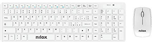 Nilox, Kit Tastiera e Mouse Wireless, Design Moderno ed Ergonomico, Tracking Ottico 1600 Dpi, Compatibile con Windows, Mac e Linux, Bianco