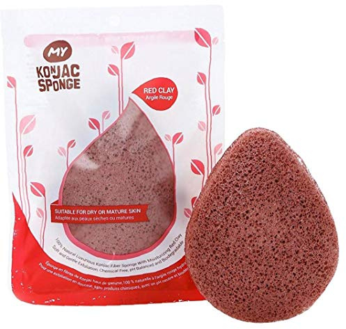 1pc Konjac Sponge Tutto Lavaggio Naturale Del Viso Spugna Strumento Viso Esfoliante Poro Profondo Di Pulizia Di Bellezza Adatto a Tutti I Tipi Di Pelle (red)