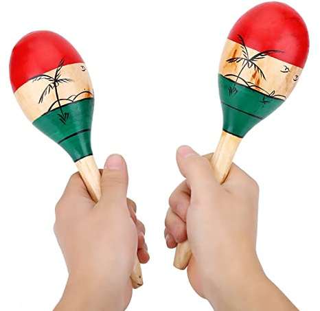 1 Paar Maracas aus Holz Helle, lebendige Klangqualität und großes, 25 cm großes Spielzeug für Musikinstrumente für Partyspiele