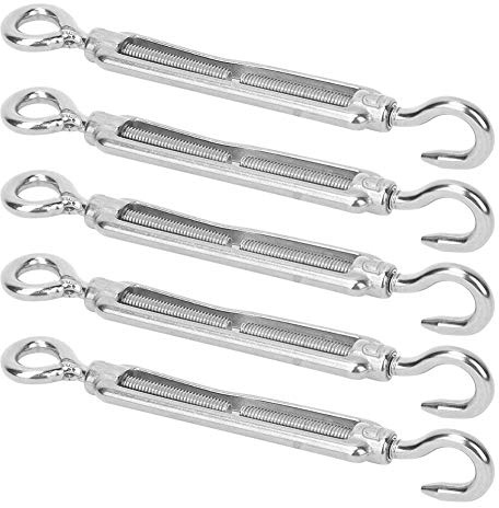 MAGT Drahtspanner, 5 Stück Spannschloss Drahtspanner 304 Edelstahl Seilspanner Haken & Öse Spannschloss Seilspanner für Innen Außen(M5)