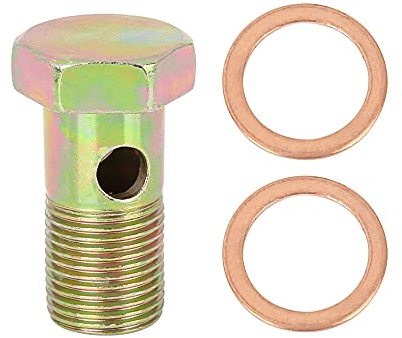 X AUTOHAUX M18X1,5 Hohlschrauben 1 Stück Für Bremsanschluss Metall | Bronzeton, 43 X 27 Mm (L*D), Mit Sechskantkopf, Für Auto, Motorrad, Sportfahrrad, Roller, Inklusive 2 Unterlegscheiben