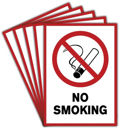 5x Adesivi Vietato Fumare No Smoking A4| 21 x 29,7 cm per Uso Interno o Esterno con Protezione UV Resistente alle Intemperie Non Fumo di Sigaretta Segnale di Divieto di STROBO