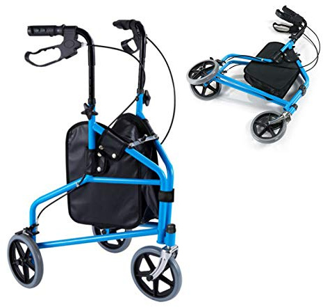 Déambulateur À 3 Roues pour Elder, Déambulateur À Trois Marches Léger Et Pliable pour Une Utilisation Intérieure/Extérieure, Dispositif De Rééducation - Comprend Un Sac
