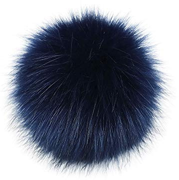 Asalinao Kunstpelz Pompon Anhänger 10cm für Hüte Mützen Tasche, DIY Strickmützen Accessoires-Kunstpelz Pom Pom Ball mit Druckknopf (B)
