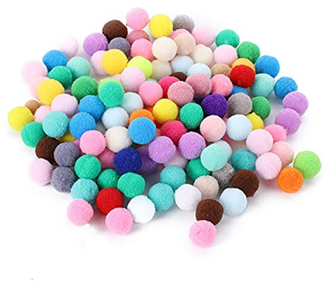 Bunte Flauschige Pom 20mm Pom bälle Pompons zum Basteln Hoch elastische Pompons Plüsch Bälle für Hobbybedarf und kreatives Basteln DIY Kreativen zum Basteln von Girlanden Filzkugelteppich 100 Stücke