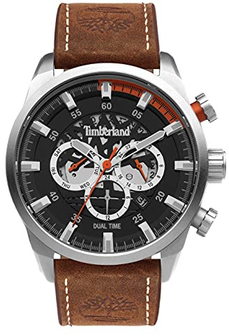 Timberland Henniker III Herren Armbanduhr Leder Braun 46 mm, Multifunktionsuhr, Wasserdichtigkeit: 5 Bar, TDWGF2100603
