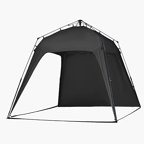 DEFACTO Outdoor Pavillon 2,5 x 2,5 x 1,9 m, Wasserdicht & UV-Schutz, Gartenzelt Gartenpavillon inkl. 1x Seitenteil, Tasche, Heringe, Camping & Partyzelt, Pop Up Zelt Aufbau in 2 Minuten SCHWARZ