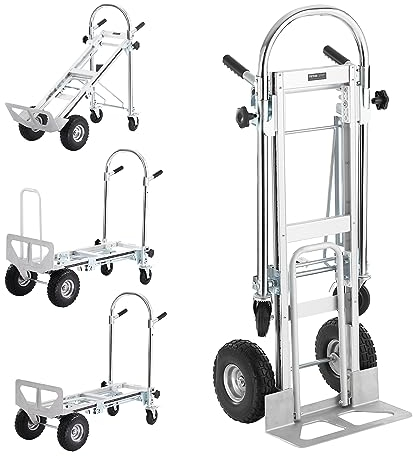 VEVOR 4-in-1 Sackkarre Klappbar 363/454kg Tragfähigkeit Transportkarre Aluminiumlegierung & Kohlenstoffstahl Sackkarre ⇋ Plattformwagen Trolley für Lade- & Transportaufgaben im Innen- & Außenbereich