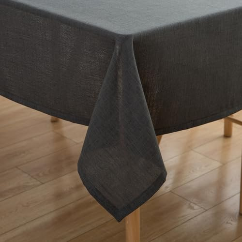 Simurq Waschbar, Wasserabweisend, Rechteckig, Leinenoptik Lotuseffekt, pflegeleicht und fleckenabweisend, Grau, 130 x 160 cm
