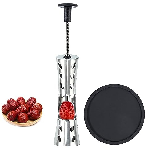Cherry Pitter, Premium Cherry Pitter Remover Tool, 304 Stainless Steel Cherry Seed Remover, Durable Cherry Stoner Fruit Pit Corer Deseeder Kitchen Tool, Press Type, More Labor Saving (Black)