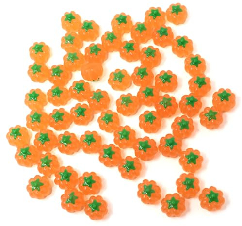 Honbay 60 dijes de resina de calabaza otoñal con parte trasera plana, bonitos dijes de calabaza con temática de otoño, adornos de resina de Acción de Gracias, Halloween, cabujones de resina,