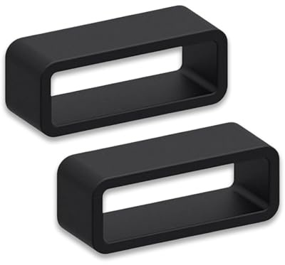 Black Silicone Watch Strap Keeper Loops | 16mm 18mm 20mm 22mm 24mm | 2 Pack | Super Strong Band Holders | Thick Replacement Wristwatch Rubber Retainers | Suitable for Watches & Smartwatches