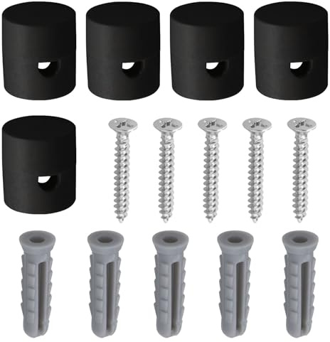 SG Store 5pcs Support de Câble Décentralisateur de Plafond Supports de Plafond pour Lampes Câble Textile DIY avec 5pcs Vis et 5pcs Chevilles, Noir