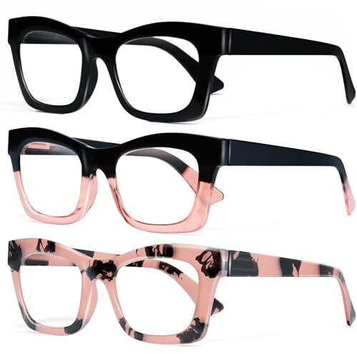 CCVOO 3 Pack Oprah Lesebrillen Damen, Brillen, Blaulicht-Lesebrillen für Damen, Computerbrillen