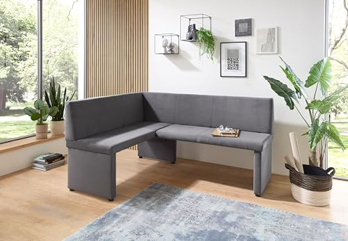 Generisch Eckbank Taina Esszimmerbank Sitzbank Küchen-Bank Samt-Optik (128x168 Trinity 34 Elephant)