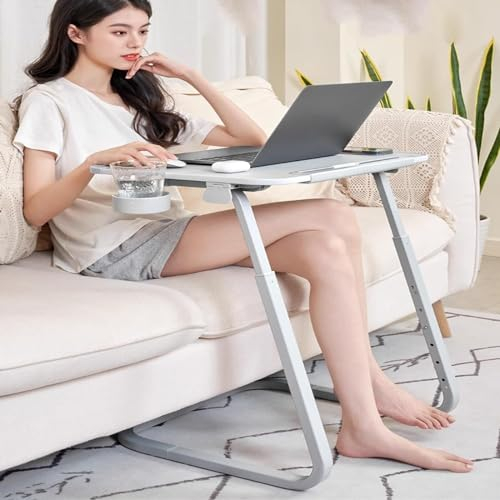 Sängbord laptopbord fällbart TV-brickbord och kopphållare med 6 höjdjusteringar den ursprungliga TV-brickan för arbete läsning och skrivande, äta, titta på filmer