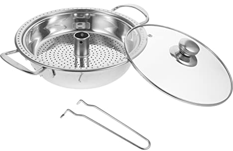 ANSNOW Vaporera de Acero Inoxidable Vaporeras para Tamales Ollas para Pasta Fondue Olla de 12 Cuartos Rejilla para Cocinar Al Vapor Olla de Metal Sopa Cesta de Vapor de Metal Vaporera de Alimentos p