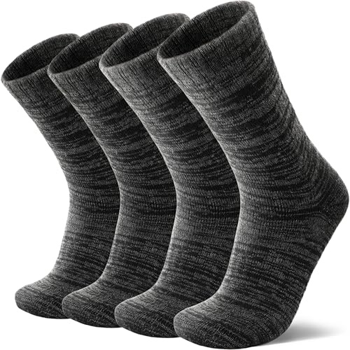 MOSEY KOSY 4 Paia Merino Wool Calze da Camminata Escursionismo Boot Termiche Extra Spesse Calde Inverno Comode Crew Morbide Imbottite Lavoro Donna Uomo(Serie Nera,42-46)