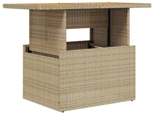 vidaXL Gartentisch Beige 100x55x73 cm Poly Rattan und Akazienholz