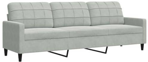 vidaXL Sofa 3-Sitzer, Polstersofa für Wohnzimmer, Couch Loungesofa Metallgestell, Dreisitzer Samtsofa Sitzmöbel, Modern, Hellgrau 210cm Samt