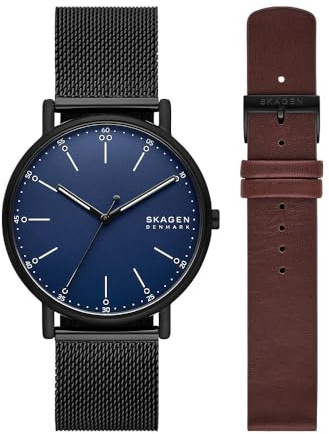 Skagen Signatur Klocka för män, Quartz trehandsverk med armband i rostfritt stål