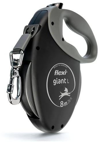 Flexi, Giant Plus 8 m ausziehbare Hundeleine, Starke und robuste Hunde bis zu 50 kg, neonfarbenes Band mit erhöhter Sichtbarkeit, Robustes und ergonomisches Bremssystem –L – 8 m – 50 kg