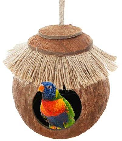 Bvizyelck Kokosnuss Vogelnest Handgewebte Vogelnest Natürliche Vogelnest Für Papageien, Wellensittiche, Sittiche Handgewebte Vogelnest Bruthöhle Papagei Haus Im Freien Hof Gartendekoration
