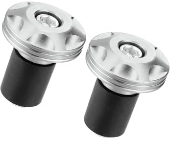 Motoforti Motorcycle Handlebar End Plug Aluminum Alloy 7/8 22mm 32mm OD | Silver Tone, 2 Pcs, Front handle bar grips cap, Gear balanced plug, Long-lasting, Fashionable