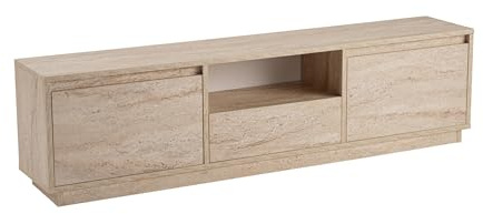 Hanah Home Soporte para TV Elegante y Resistente, travertino, 160 x 42 x 18 cm, Fabricado con Tablero de partículas Recubierto de melamina 100%, Grosor: 18 mm, Espacios de Estudio y oficinas
