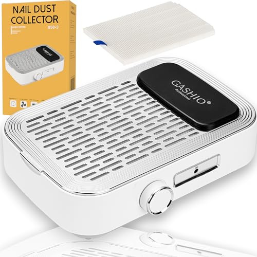 GASHIO® Staubabsaugung für nägel - Absaugung nägel - Effizient Nagelstaubsauger - Professional Nagelsauger - Absauger für gelnägel - Nail Dust Collector -Staubsammler mit Filter 80W Leistungskontrolle