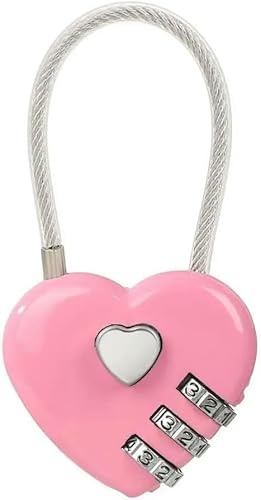 Pink Combination Lock, 2025 Upgraded 3 Digit Heart Shaped Padlock for School Gym Locker, Sports Locker Lock, Luggage, Fence, Backpack, Valentine Gift, Luggage Accessories