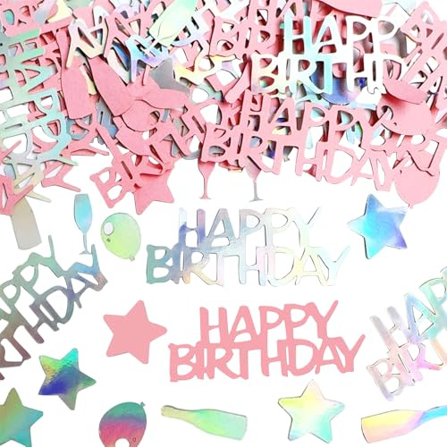 DazzJoy Glitzer Konfetti Tischdekoration Birthday Groß 1-6,5cm, 100 Stück Luftschlangen für Frau, Mädchen, Junge