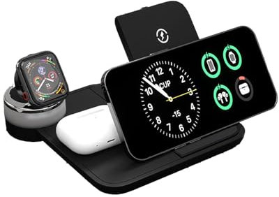 Wireless Charging Station, Fast Wireless Charger, Foldable Wireless Charger, 4 in 1 Charger with Foldable and Portable Design for Cell Phones, Tablets, and Watches (1 Piece)