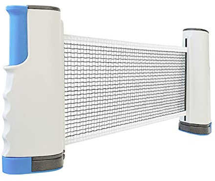 equlup Tischtennisnetz, 5,4 x 7,5 Zoll, einziehbares Tischtennisnetz, tragbares, verstellbares Tischtennisnetz aus Kunststoff und Pfosten-Set für 66,9 Zoll breite Tische