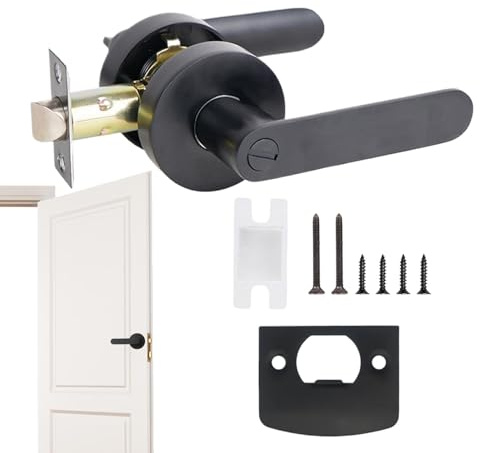 Yianyal Maniglia per porta interna con serratura, per porta privacy | Serratura per porta passamana/maniglia da passaggio da nero a robusto - Silenzioso porta per camera da