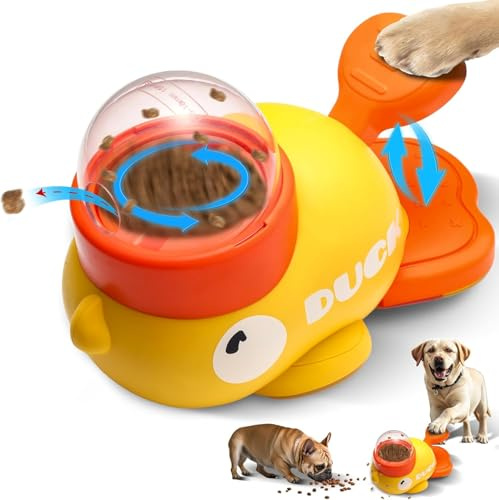 Starnearby 2-in-1 Dog Treat Dispenser Toy, Interactive Slow Duck Feeder Dog Food Puzzle Toy, Brain Stimulation Toys for Boredom Small & Medium Dogs Anti-Gulping for Fun Mealtime (Yellow)